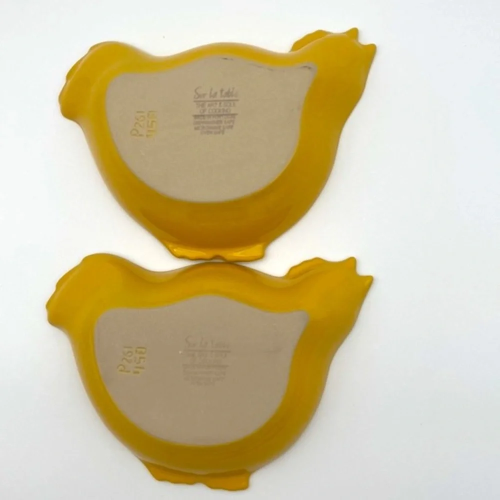 Pair of Vintage Sur La Table Yellow Chicken Ceramic Baking Dishes